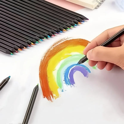 10 PCS Rainbow Pencil Colorful Pencil 7-Color Wood Colorful Black Wood Painting