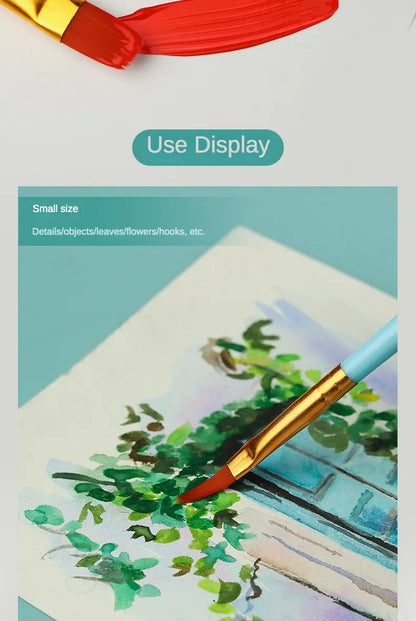 10-Piece Watercolor Brush Set – Multi-Functional Nylon Hair Brushes for Gouache, Oil & Acrylic Painting