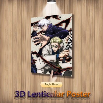 Jujutsu Kaisen 3D Effect Anime Poster, Gojo Itadori Yuji Fushiguro Nanami Sukuna Lenticular Print