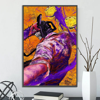 Chainsaw Man Self-adhesive Poster Wallpaper, Anime Wall Art Home Decoration Painting For Bedroom Computer Decor (Frames Not Included)