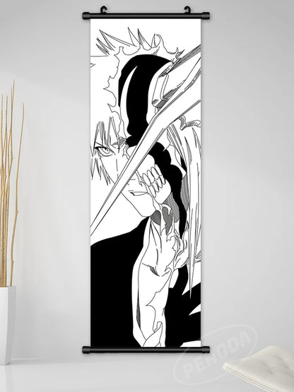 Bleach Canvas Scroll Posters, Wall Art Anime Artwork Painting Anime Hanging Poster