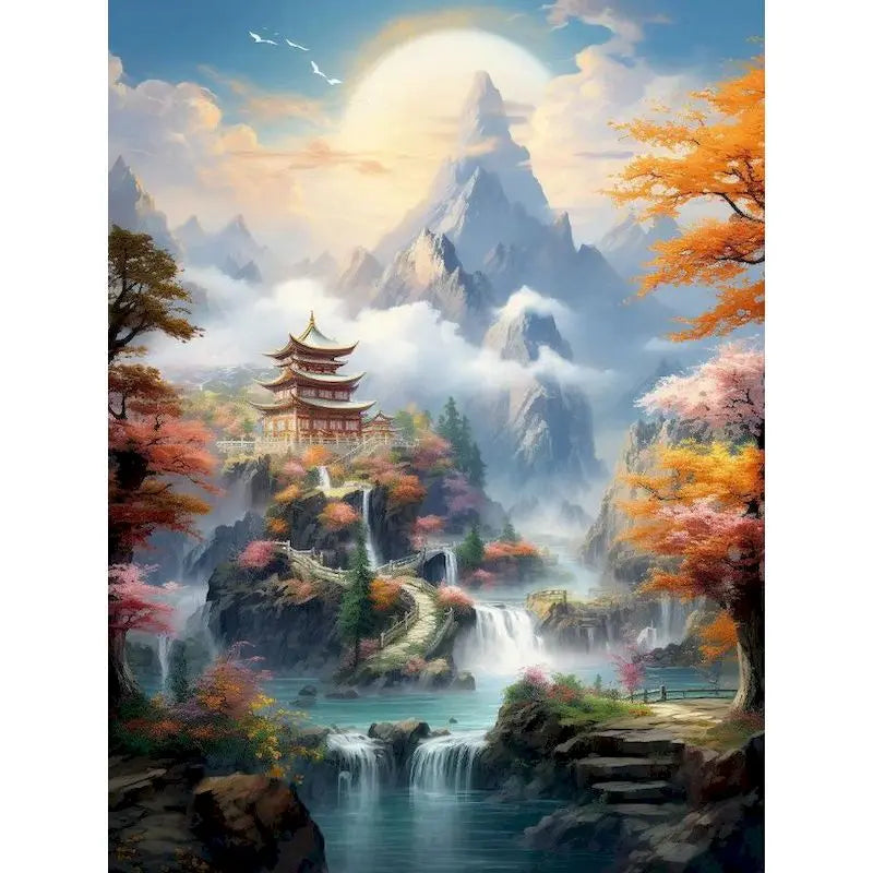 Sailing Ships and Landscape Paint by Numbers Kit – DIY Nature Landscape Acrylic Painting on Canvas for Adults