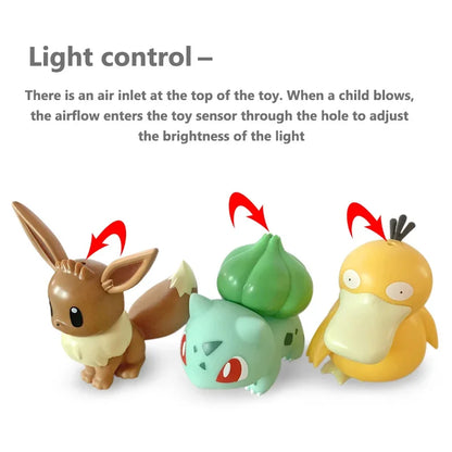Pokemon Night Light Anime Dolls, Pikachu Eevee Jirachi Bulbasaur Psyduck Bedroom Bedside LED Lights Room Decor Kids Toys