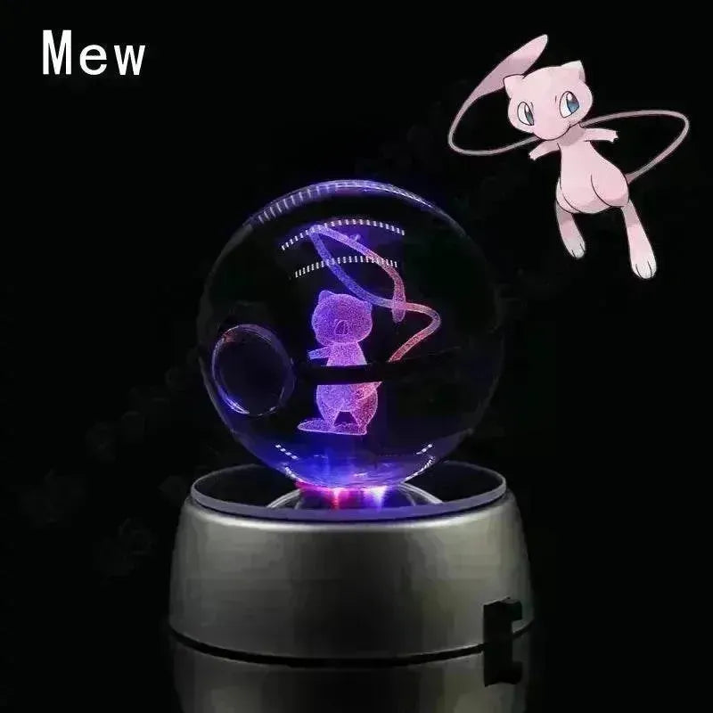 3D Pokemon Crystal Ball 5CM Mewtwo Pikachu Gengar Crystal Glass Pokemon Ball Pokeball Figure Night Light LED Lamp Base Gift - 29 Jigglypuff / 5CM - Otarealm