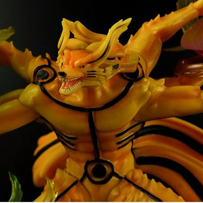Naruto Uzumaki and Kyuubi Nine Tails Fox Anime Figurine, NARUTO SHIPPUDEN LED PVC Statue Toys Collections 36cm