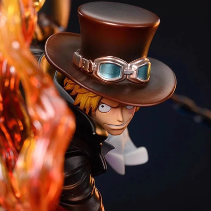 Flame Emperor Sabo Anime Figurine ,One Piece Action Figurines Fire Fist Revolutionary Army 22 CM