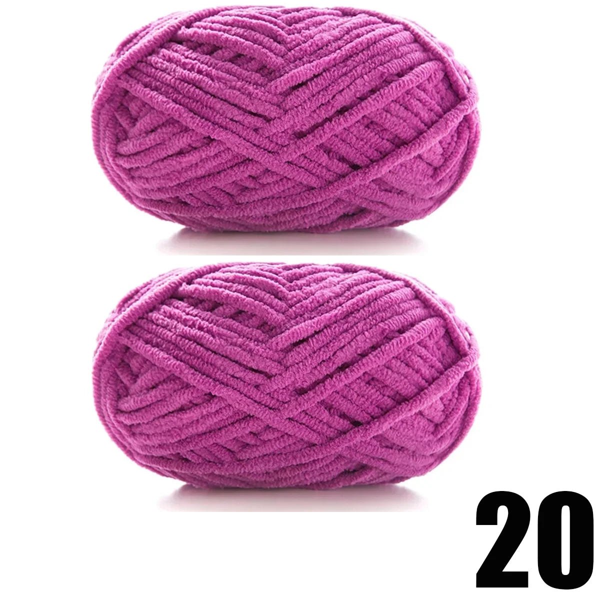 Thick Velvet Chenille Yarn – 2pcs x 50g Soft Knitting Yarn for DIY Scarves, Hats & Crafts