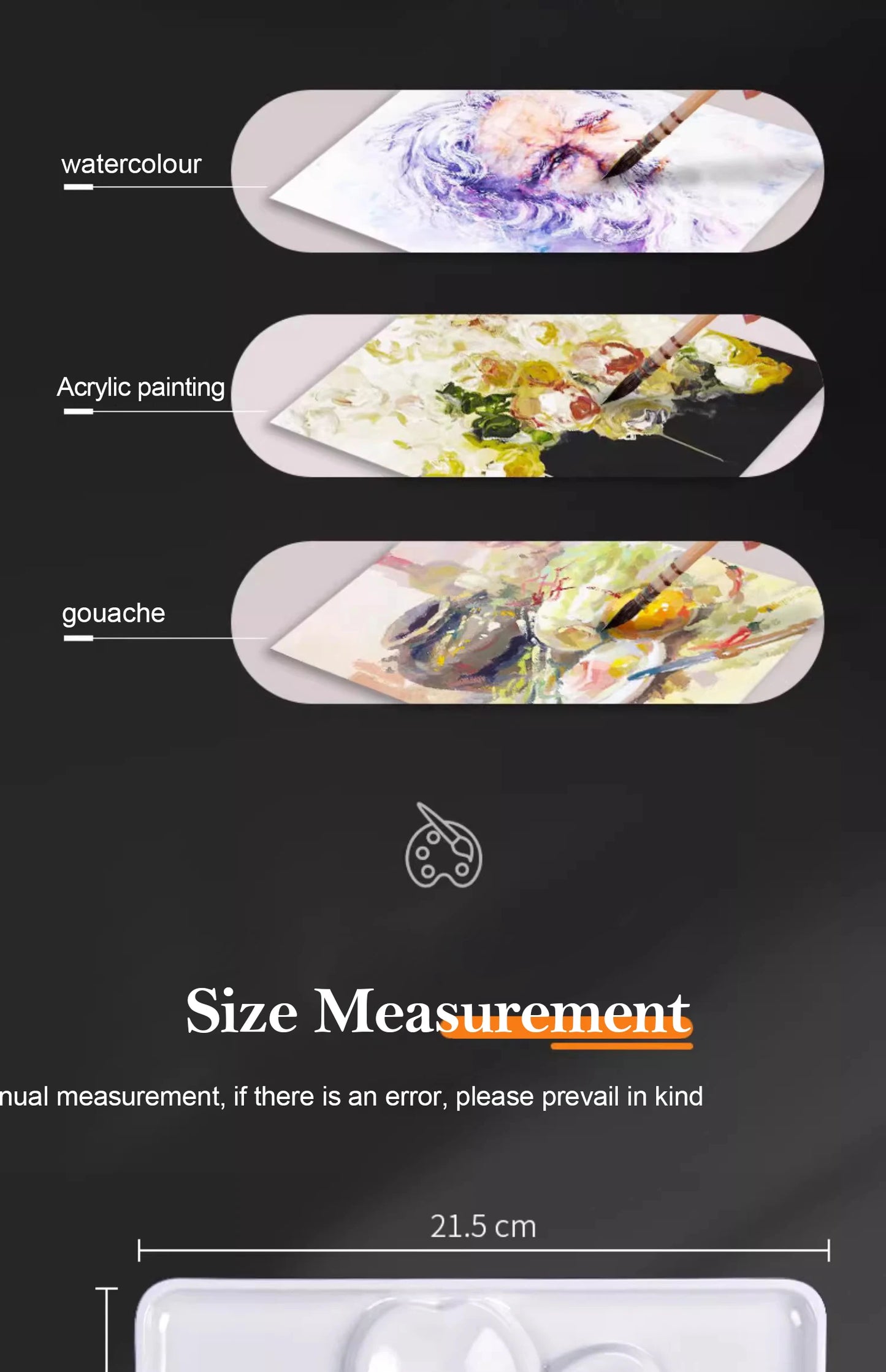 1/5/28 Grid Paint Tray White Imitation Ceramic Easy to Clean Pigment Palette for Artists Acrylic Watercolor Oil Painting