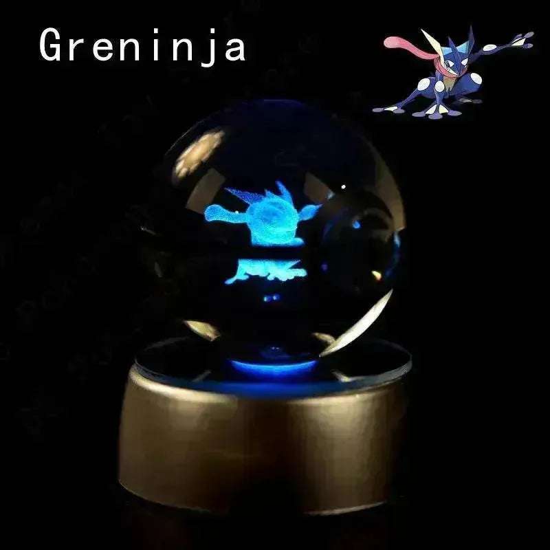 3D Pokemon Crystal Ball 5CM Mewtwo Pikachu Gengar Crystal Glass Pokemon Ball Pokeball Figure Night Light LED Lamp Base Gift - 29 Jigglypuff / 5CM - Otarealm