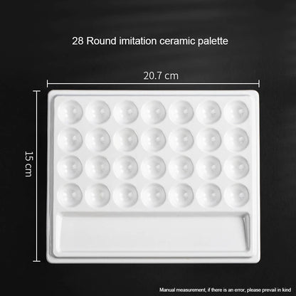 1/5/28 Grid Paint Tray White Imitation Ceramic Easy to Clean Pigment Palette for Artists Acrylic Watercolor Oil Painting