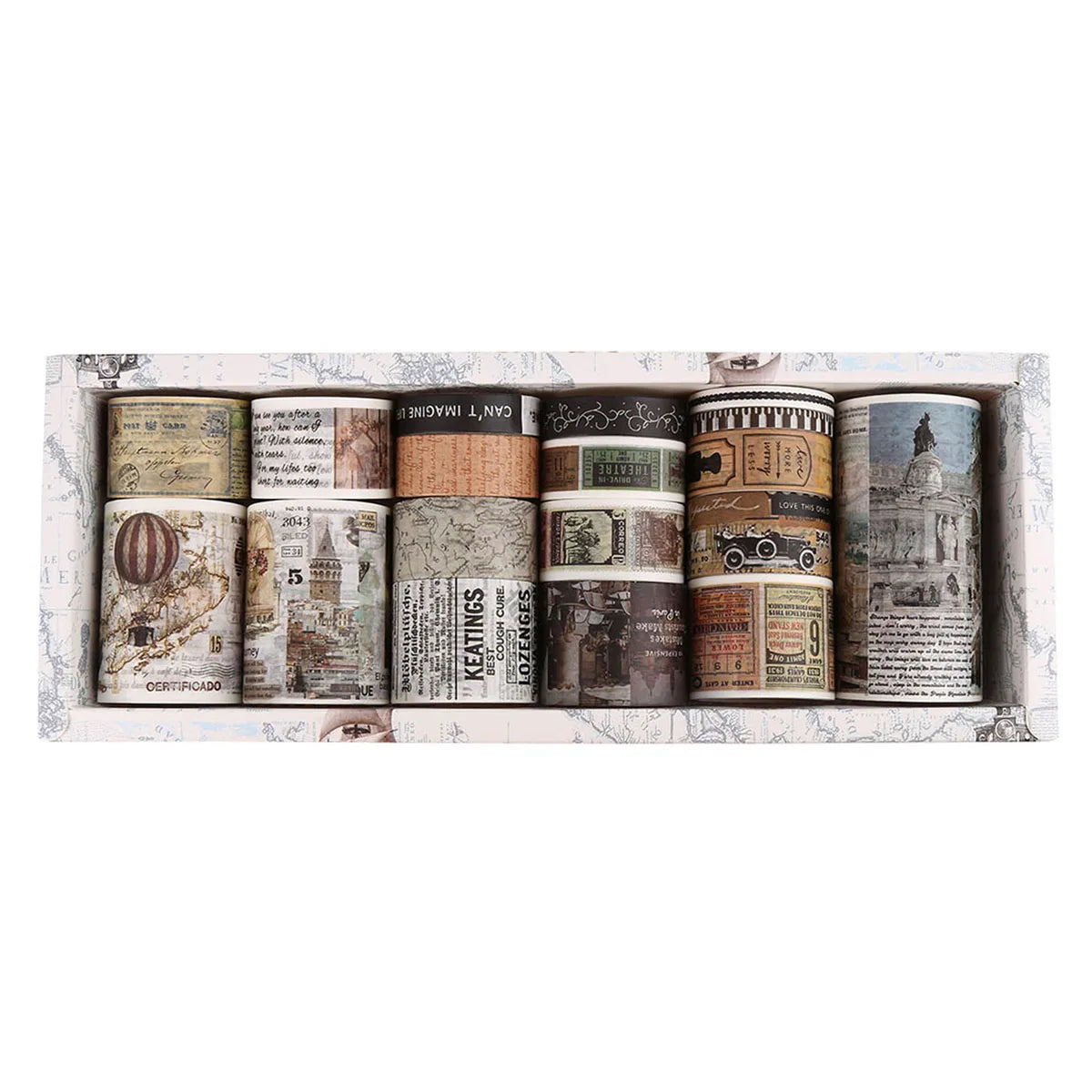 Retro Washi Tape Set – 18 to 24 Rolls per Box for DIY Crafts, Journals & Gift Wrapping