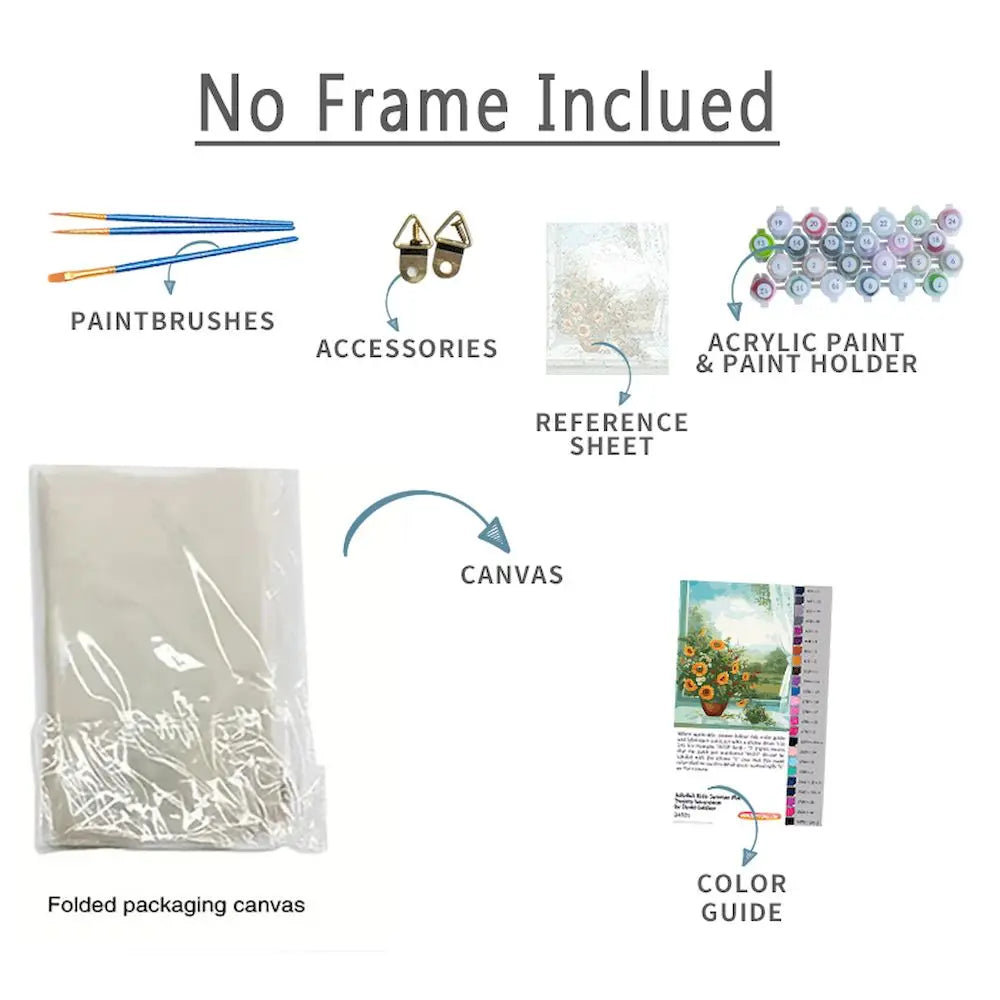 Animals and Landscape Paint by Numbers Kit – 40x50cm DIY Canvas Scenery Painting for Adults with Frame