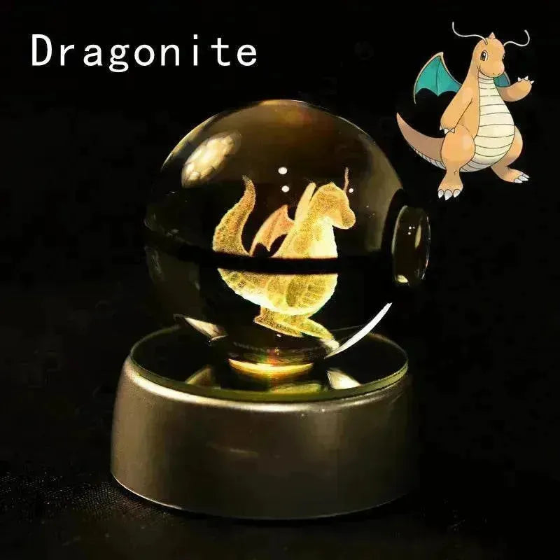 3D Pokemon Crystal Ball 5CM Mewtwo Pikachu Gengar Crystal Glass Pokemon Ball Pokeball Figure Night Light LED Lamp Base Gift - 29 Jigglypuff / 5CM - Otarealm