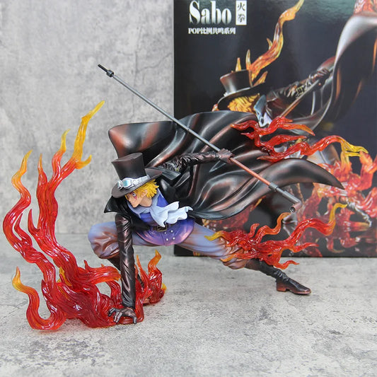 Flame Emperor Sabo Anime Figurine ,One Piece Action Figurines Fire Fist Revolutionary Army 22 CM