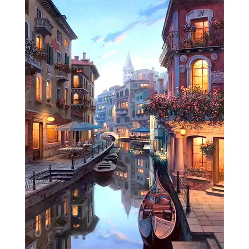 City Landscape Paint by Numbers Kit – DIY Canvas Painting for Adults with Frame & Oil Colors