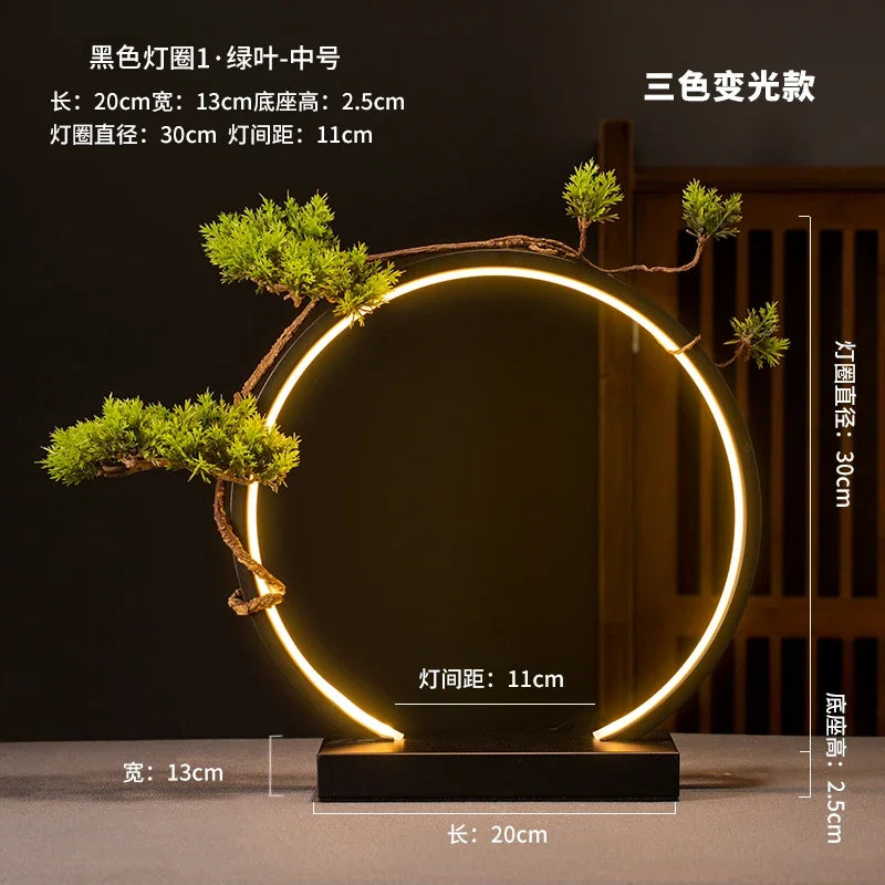 Warm Light Led Ring Lamp Anime Figurines Display, USB Socket Display Bracket Light Ring