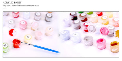 Animals and Landscape Paint by Numbers Kit – 40x50cm DIY Canvas Scenery Painting for Adults with Frame