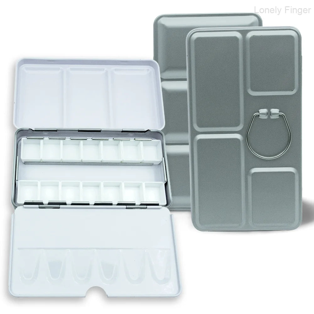 Empty Watercolor Palette with 14 Half Pans Metal Empty Watercolor Tin Palette Paint Case for DIY Travel