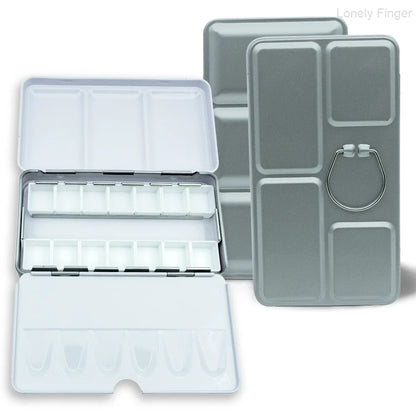 Empty Watercolor Palette with 14 Half Pans Metal Empty Watercolor Tin Palette Paint Case for DIY Travel