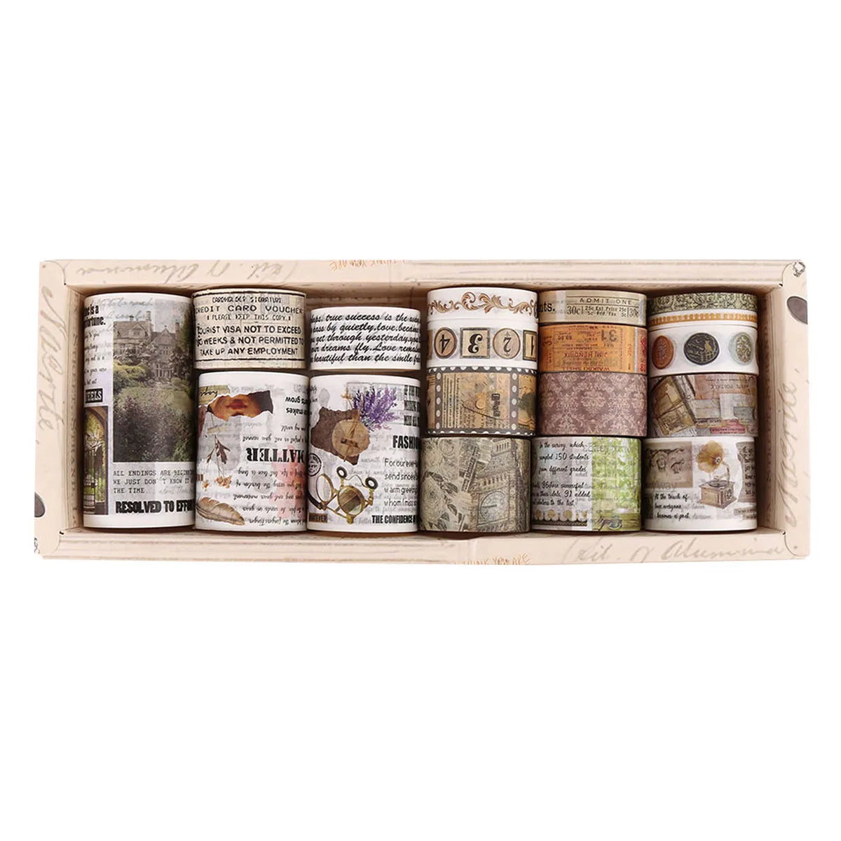 Retro Washi Tape Set – 18 to 24 Rolls per Box for DIY Crafts, Journals & Gift Wrapping