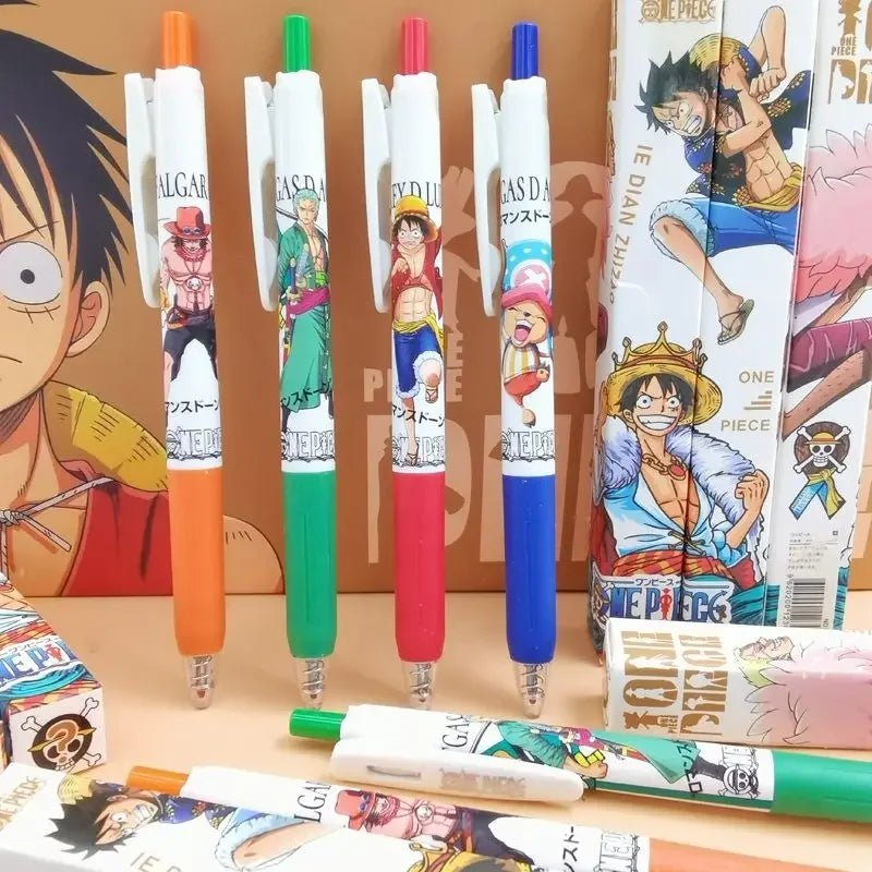 Random 1 PC Press Gel Pen, One Piece Anime Pen Creative Stationery School Student 0.5mm Black Signature