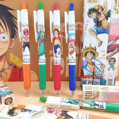 Random 1 PC Press Gel Pen, One Piece Anime Pen Creative Stationery School Student 0.5mm Black Signature
