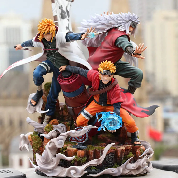 Jiraiya Minato and Naruto Anime Figurines, NARUTO SHIPPUDEN Figures Master and Apprentice Figure 41cm