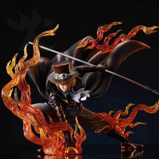 Flame Emperor Sabo Anime Figurine ,One Piece Action Figurines Fire Fist Revolutionary Army 22 CM