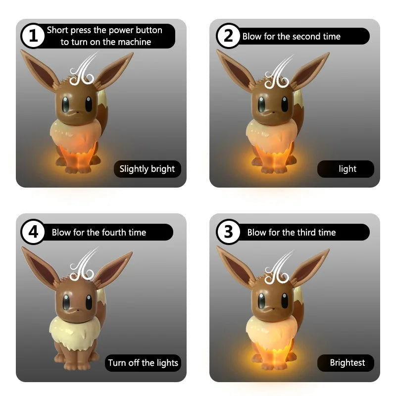 Pokemon Night Light Anime Dolls, Pikachu Eevee Jirachi Bulbasaur Psyduck Bedroom Bedside LED Lights Room Decor Kids Toys