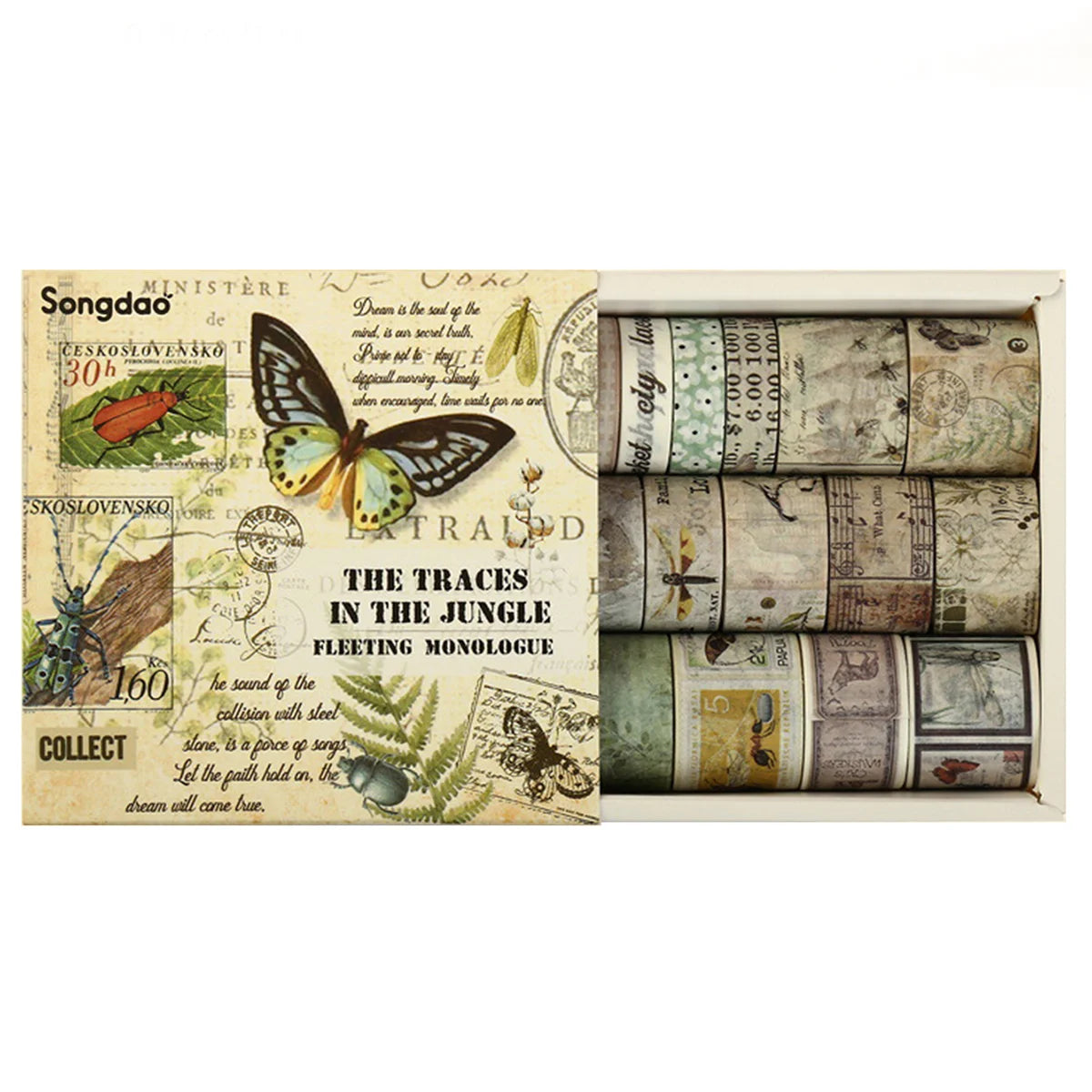 Retro Washi Tape Set – 18 to 24 Rolls per Box for DIY Crafts, Journals & Gift Wrapping