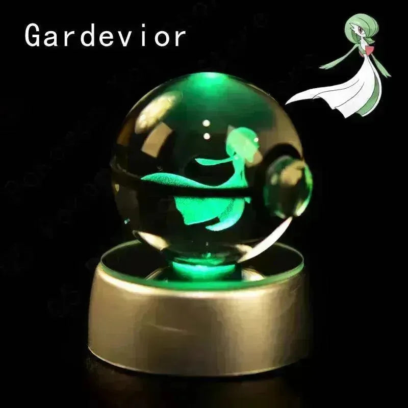 3D Pokemon Crystal Ball 5CM Mewtwo Pikachu Gengar Crystal Glass Pokemon Ball Pokeball Figure Night Light LED Lamp Base Gift - 29 Jigglypuff / 5CM - Otarealm