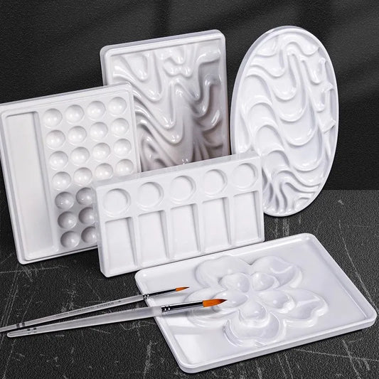 1/5/28 Grid Paint Tray White Imitation Ceramic Easy to Clean Pigment Palette for Artists Acrylic Watercolor Oil Painting