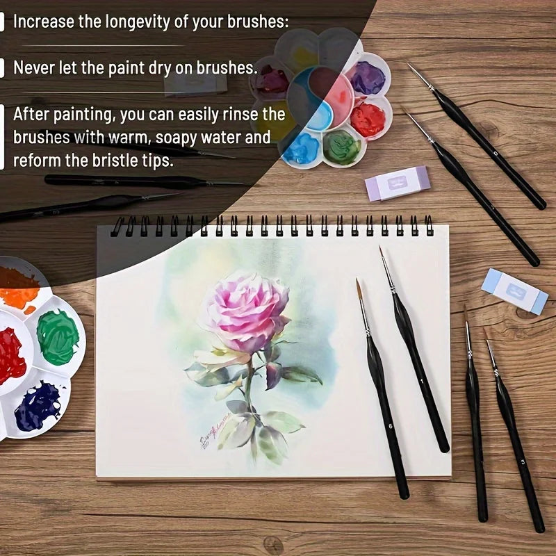 Precision Paint Brush Set for Fine Detail - Durable Miniature Brushes with Micro Tips 11 PCS