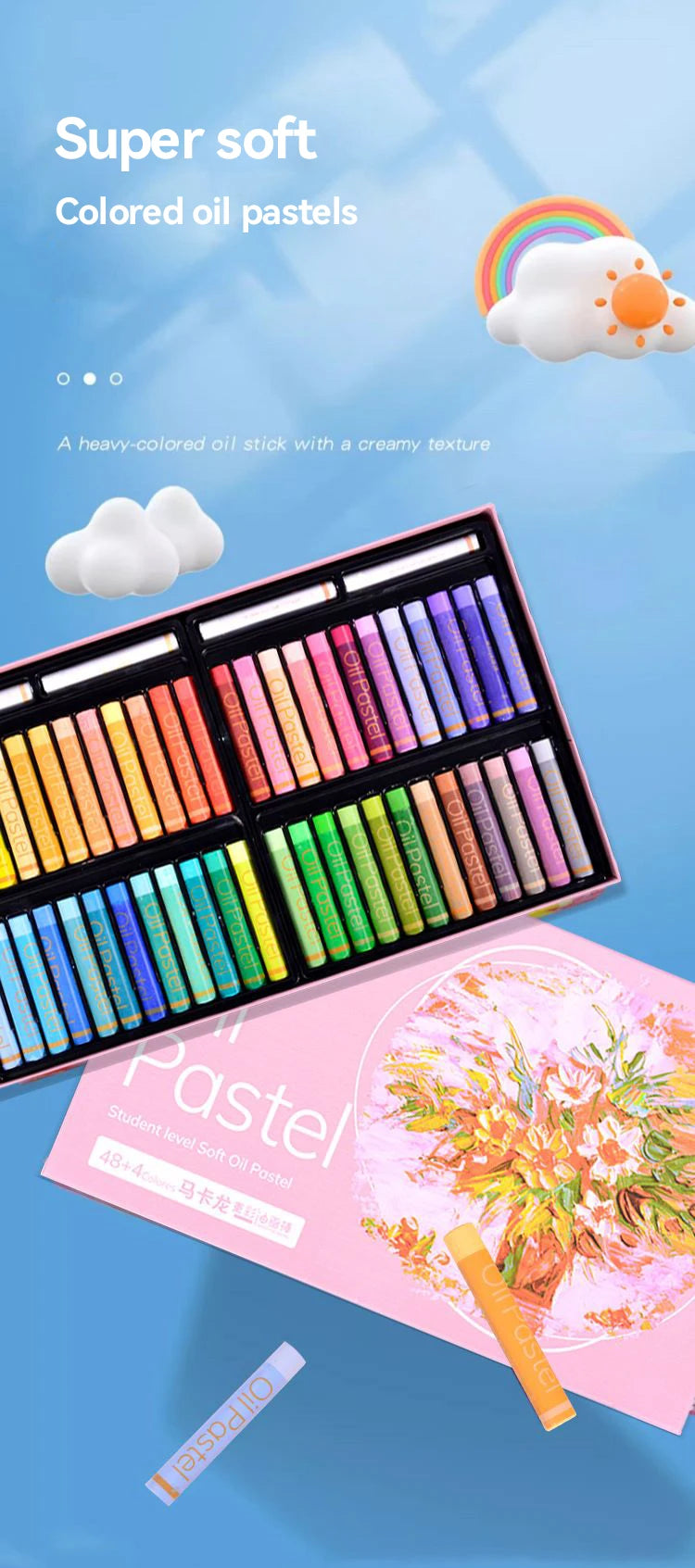 Artist Oil Pastel Set – 24/36/48 Colors Soft, Non-Toxic Sticks for Drawing, Painting & Graffiti Art