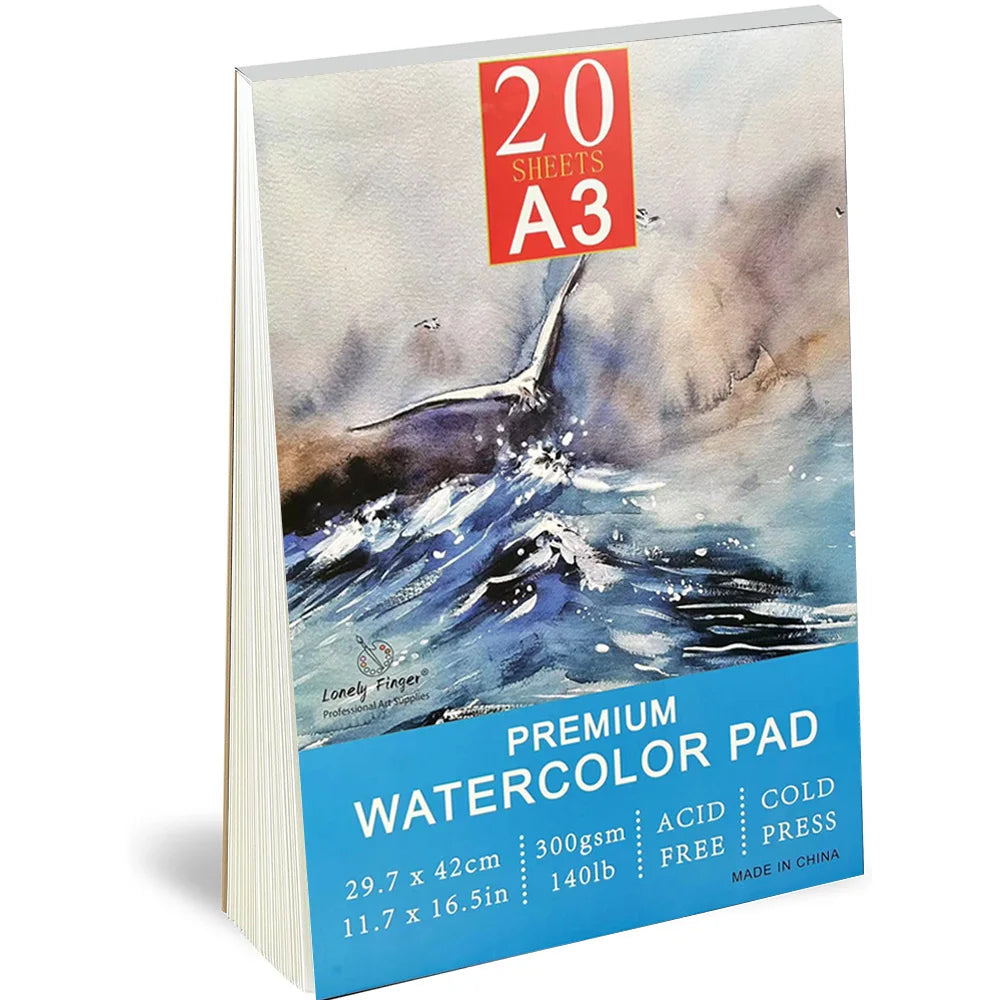 A5/A4/A3 Watercolor Paper Pad, 140lb/300gsm, 20 Sheets, Cold-Pressed, Acid-Free, Artist Painting Paper for Watercolor Painting