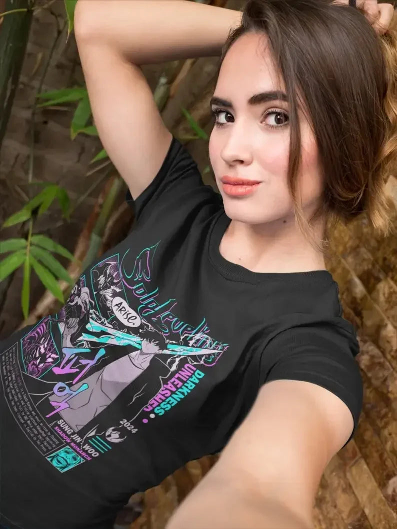 Solo Leveling Anime Fan Art Shirt, Shadow Monarch Sung Jin-Woo, Arise Igris Statue of God