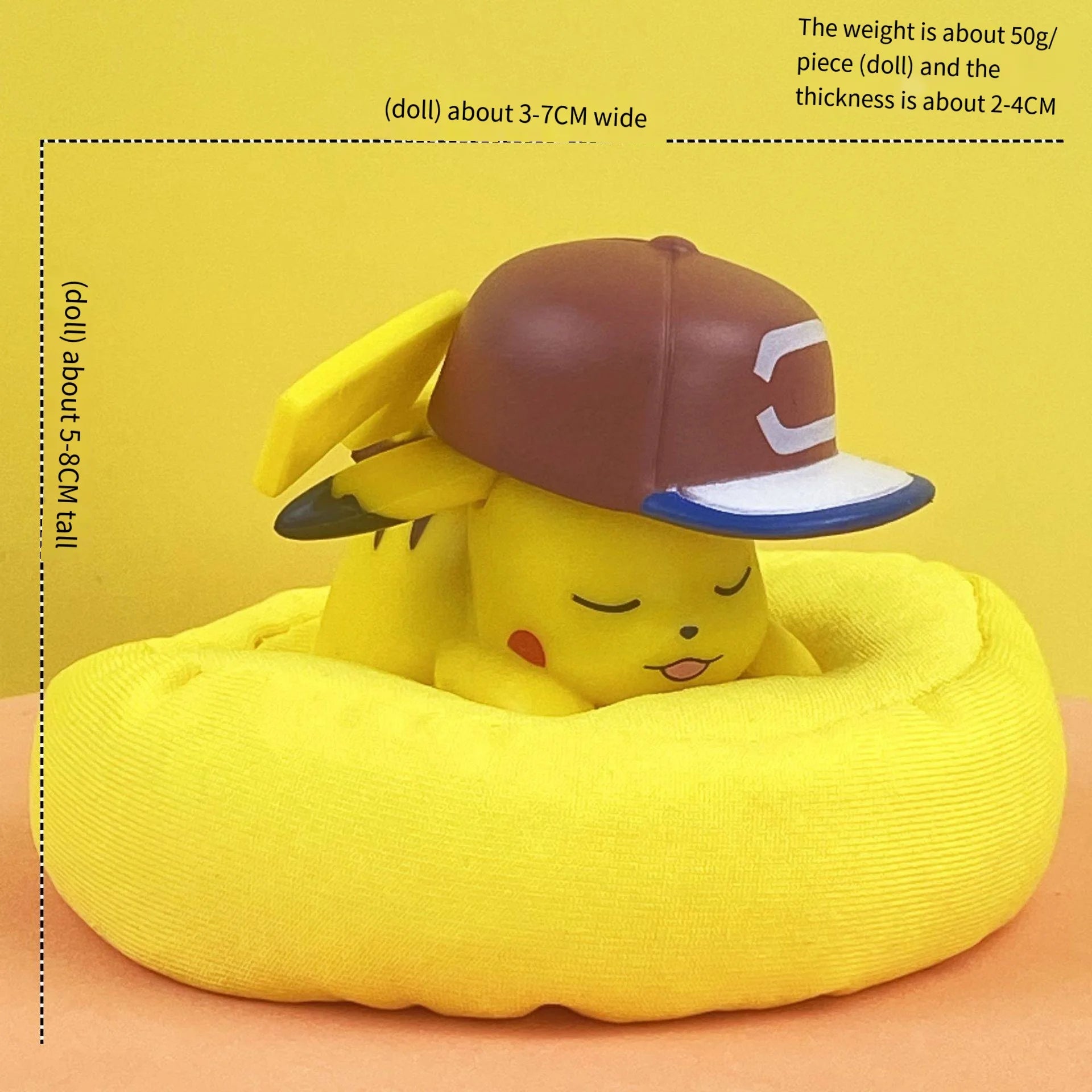 Mini Pokemon Anime Figurines, Sleeping Bean Bag Pikachu Bulbasaur Snorlax Evee Jirachi Komala 6pc Figure Set