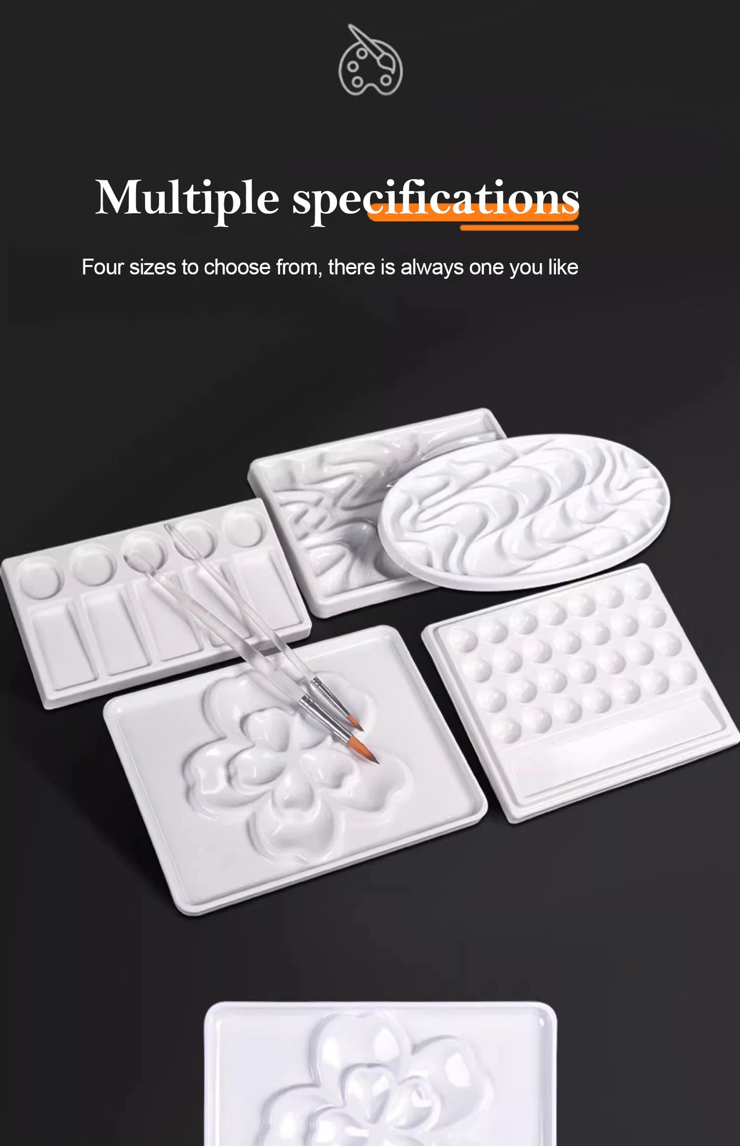 1/5/28 Grid Paint Tray White Imitation Ceramic Easy to Clean Pigment Palette for Artists Acrylic Watercolor Oil Painting