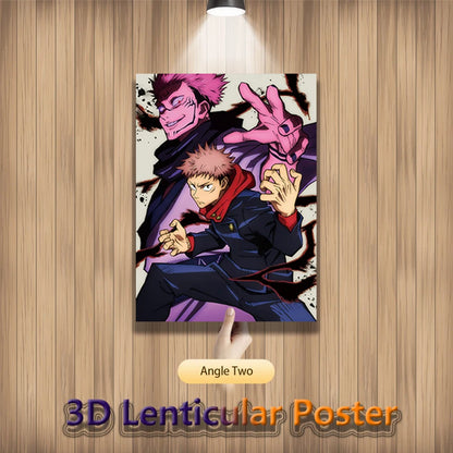 Jujutsu Kaisen 3D Effect Anime Poster, Gojo Itadori Yuji Fushiguro Nanami Sukuna Lenticular Print