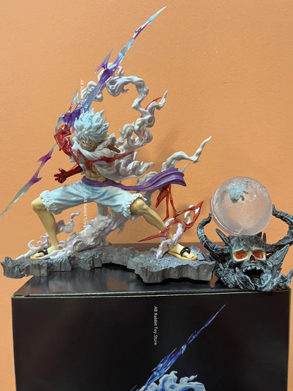 One Piece Nika Luffy Figure Luffy Sun God Gear 5 Anime Figurines With Light Ball 28 cm