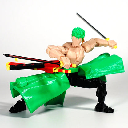 CloudAnimeStudio Roronoa Zoro 3D Printed Anime Figurine, One Piece Action Figures Multi-Jointed Toys