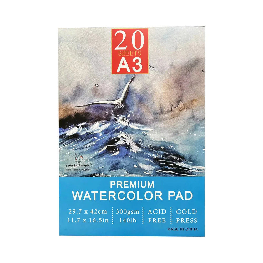 A5/A4/A3 Watercolor Paper Pad, 140lb/300gsm, 20 Sheets, Cold-Pressed, Acid-Free, Artist Painting Paper for Watercolor Painting
