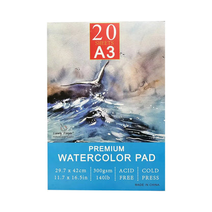 A5/A4/A3 Watercolor Paper Pad, 140lb/300gsm, 20 Sheets, Cold-Pressed, Acid-Free, Artist Painting Paper for Watercolor Painting