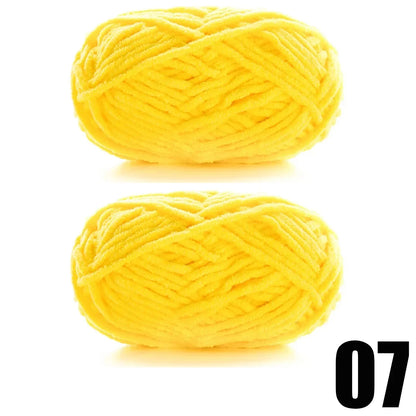 Thick Velvet Chenille Yarn – 2pcs x 50g Soft Knitting Yarn for DIY Scarves, Hats & Crafts