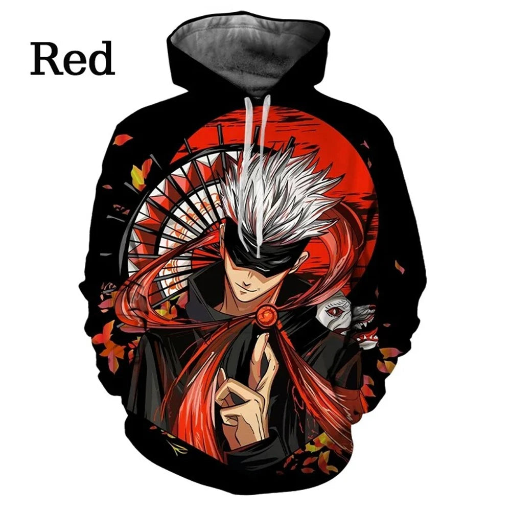 Jujutsu Kaisen Anime Pattern Men's Hoodie, Sweatshirt Men's Hoodie Fashion Pullover New Men's Clothing