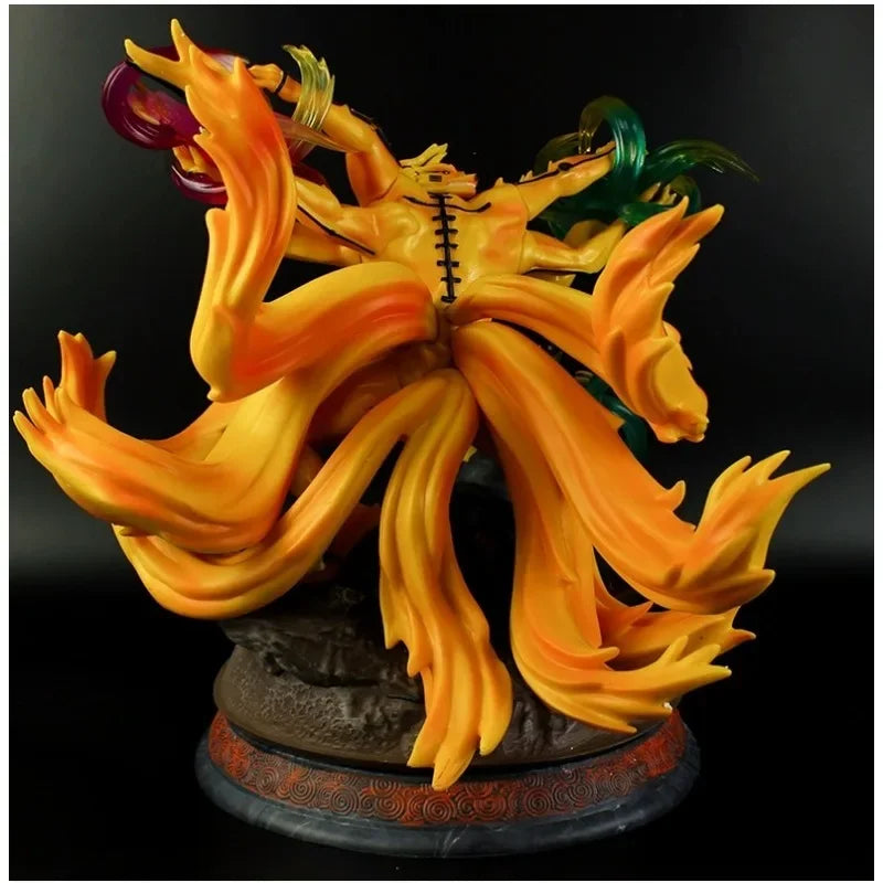 Naruto Uzumaki and Kyuubi Nine Tails Fox Anime Figurine, NARUTO SHIPPUDEN LED PVC Statue Toys Collections 36cm