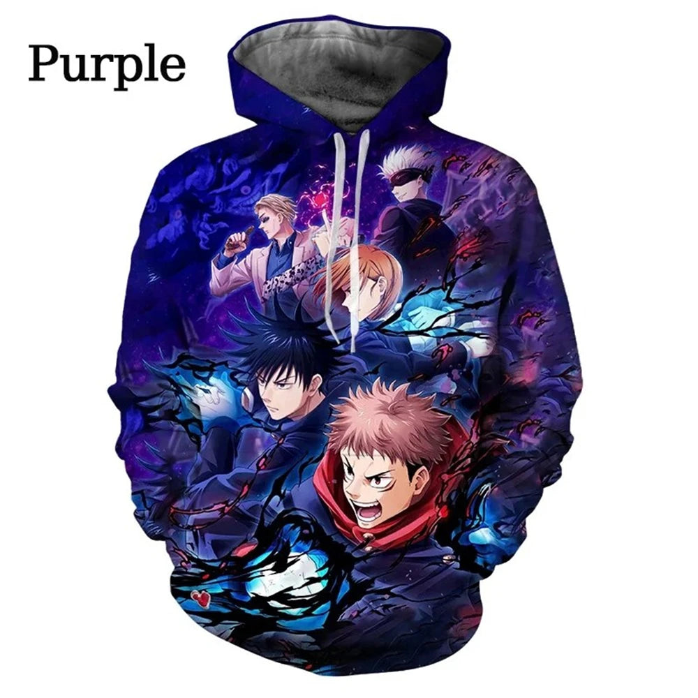 Jujutsu Kaisen Anime Pattern Men's Hoodie, Sweatshirt Men's Hoodie Fashion Pullover New Men's Clothing