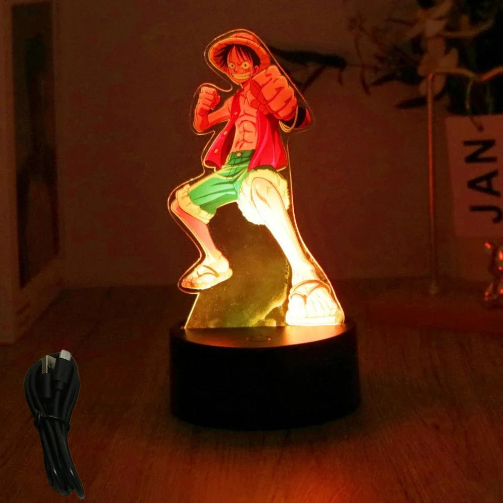 One Piece Anime Figures 3D Lamp PVC Action Collection Model Toys LED Night Light