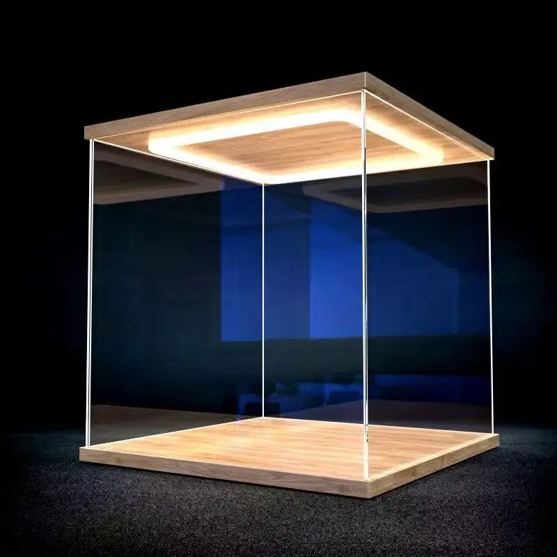 Acrylic Clear Display Case with Ring LED Lights for Action Figure Display