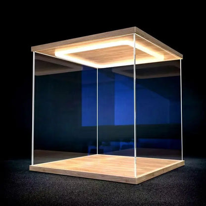 Acrylic Clear Display Case with Ring LED Lights for Action Figure Display